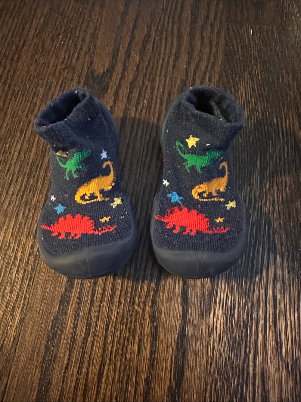 Navy Dino Slip-On Baby Walker Shoes